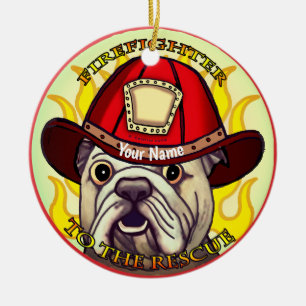 Cerámica Un adorno de Bombero Bulldog