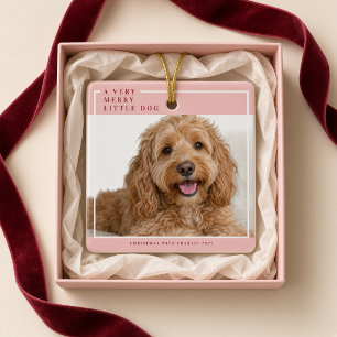 Cerámica Un adorno de foto de Navidad de perro muy alegre