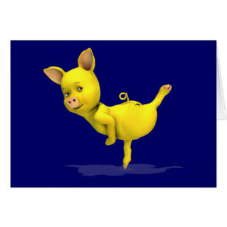 Cerdo amarillo bailando