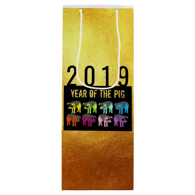 Cerdo Año Nuevo chino Zodiac cumpleaños W bolsa de (Anverso)