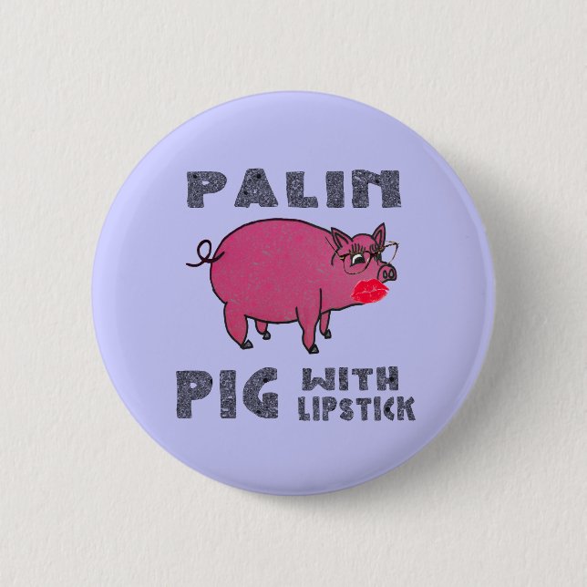 Cerdo anti de Sarah Palin con el botón del lápiz (Anverso)