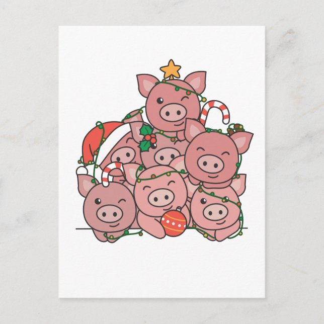 Cerdo Árbol de Navidad Divertidos Navidades de ani (Anverso)