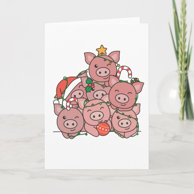 Cerdo Árbol de Navidad Divertidos Navidades de ani (Anverso)