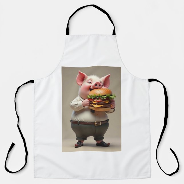 Cerdo comiendo un delantal de hamburguesa (Anverso)