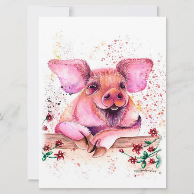 Cerdo con flor | Diseño artístico | Regalo artísti (Anverso)