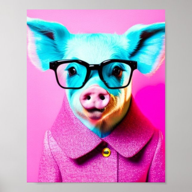 Cerdo con gafas Gigante de impresión de cerdo (Frente)