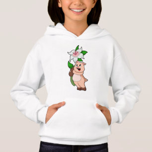 Cerdo con Lily de Flores