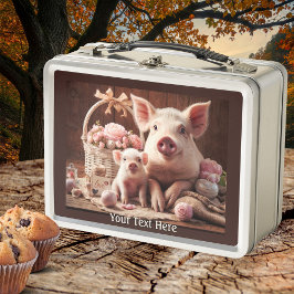 Cerdo con mamá y niño