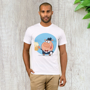 Cerdo con pinta de espuma de cerveza con camiseta