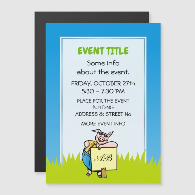 Cerdo con Rótulo (Anverso/Reverso)