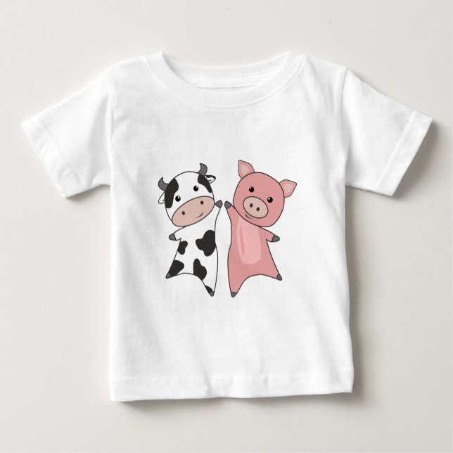 Cerdo Cow Cogy Cute Farm Animales Camiseta (Anverso)