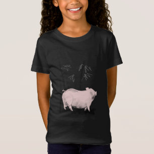 Cerdo de dibujo original y camiseta Chica de bambú