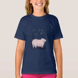 Cerdo de dibujo original y camiseta Chica de bambú