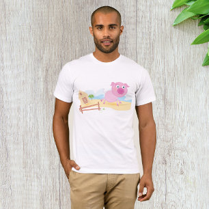 Cerdo de granja rosa con camiseta