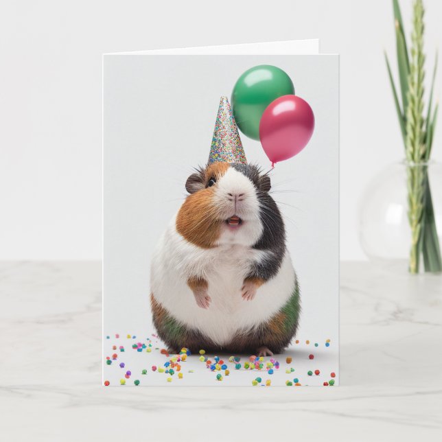 Cerdo de Guinea con tarjeta de saludo Gorra Fiesta (Anverso)