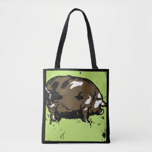 Cerdo de madera victoriano en bolsa