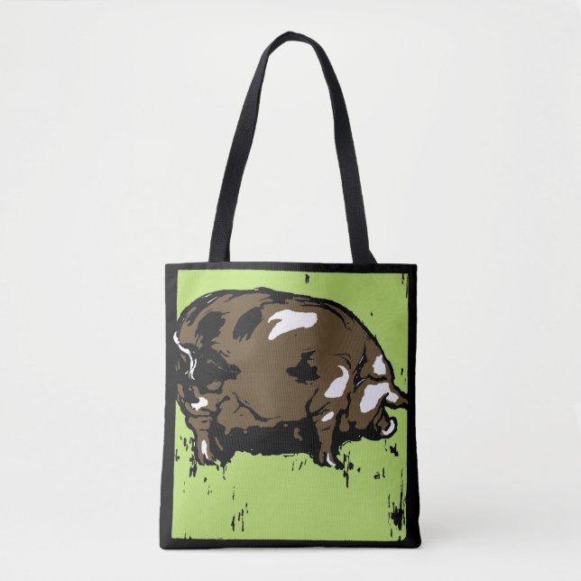 Cerdo de madera victoriano en bolsa (Anverso)