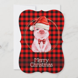 Cerdo de Navidad Lindo con Cuadro de Búfalo Rojo D