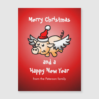 Cerdo de Navidad Volador Tarjeta Magnética