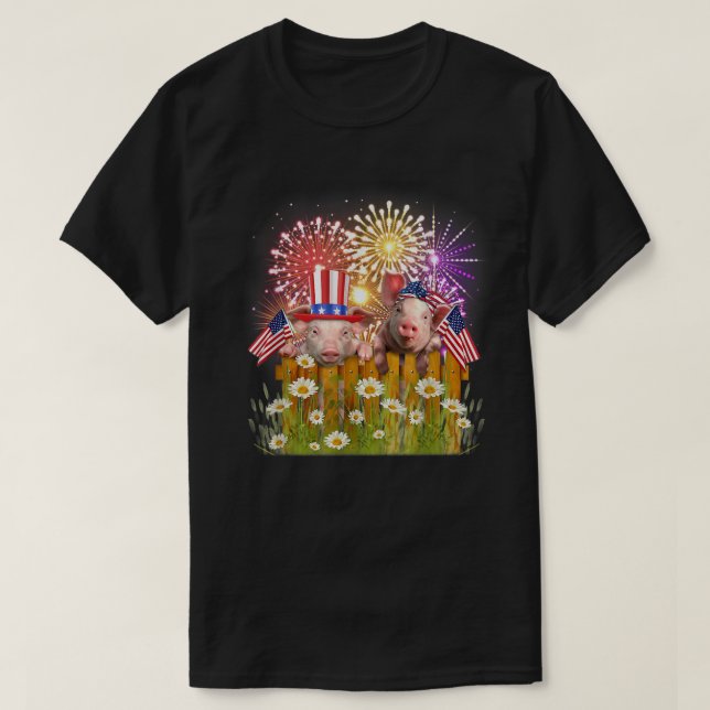 Cerdo divertido Firework Uu Flag Top Hat Happy Mer (Diseño del anverso)