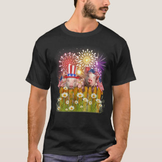 Cerdo divertido Firework Uu Flag Top Hat Happy Mer