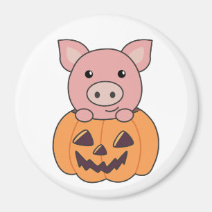 Cerdo En Calabaza Dulces Cerdos Feliz Imán Hallowe