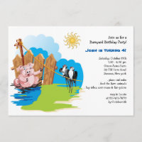 Cerdo en la invitación del cumpleaños del corral