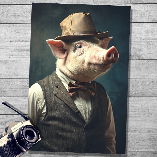 Cerdo en papel de desconfianza de ropa de caballer (Subido por el creador)