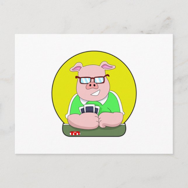 Cerdo en Poker con tarjetas (Anverso)