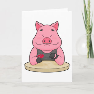 Cerdo en Poker con tarjetas de Poker