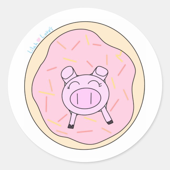 ¡Cerdo en un Pegatina de Donut! (Anverso)