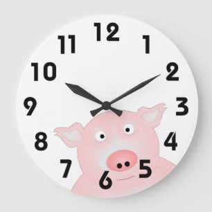 Cerdo en un reloj del empuje