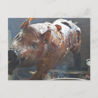 Cerdo en una postal escupida