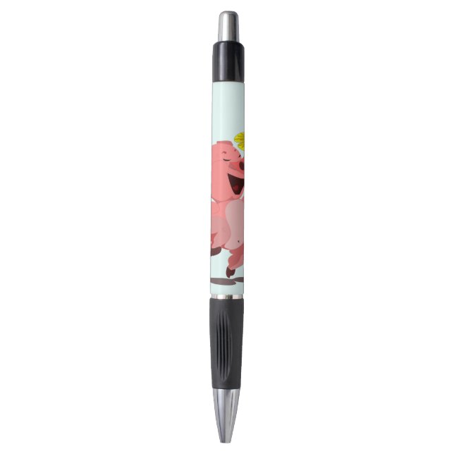 Cerdo feliz con bolígrafo Daisy Pen (Frente vertical)