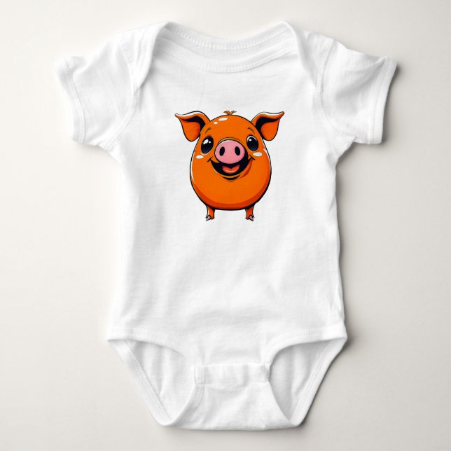 Cerdo feliz de Jersey Bodysuit (Anverso)