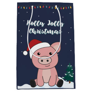 Cerdo Feliz Navidad Animales Cerdos Bolsa de Regal