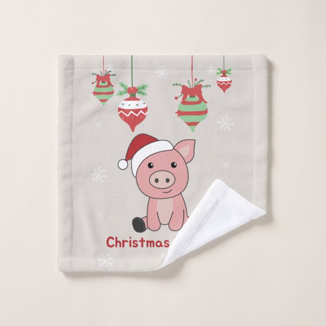 Cerdo Feliz Navidad Animales Cerdos Lava Ropa (Toallita)
