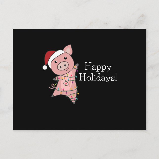 Cerdo Feliz Navidad Animales Cerdos Postales (Anverso)