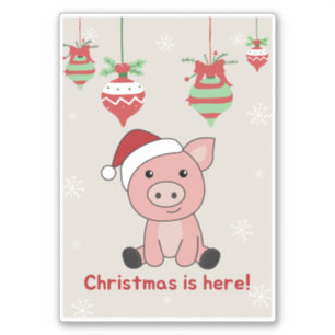 Cerdo Feliz Navidad Animales de Navidad Pegatina d