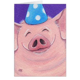 Cerdo feliz que lleva un ilustracion del gorra del