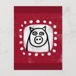 Cerdo Gracioso En La Postales Roja
