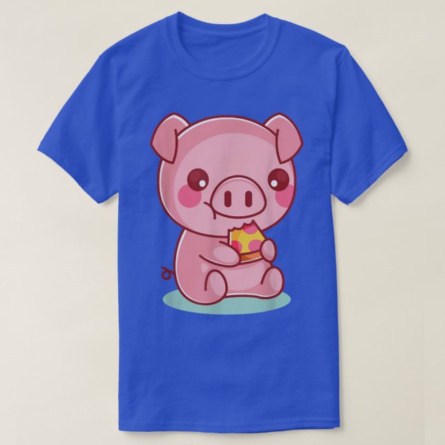 Cerdo lindo comiendo pizza camiseta graciosa de co (Diseño del anverso)