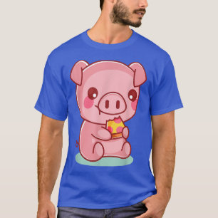 Cerdo lindo comiendo pizza camiseta graciosa de co