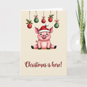 Cerdo Merry Christmas Animals Tarjeta de vacacione