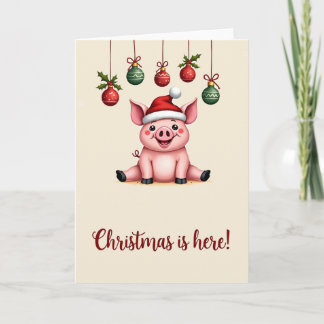 Cerdo Merry Christmas Animals Tarjeta de vacacione
