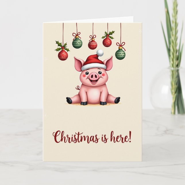 Cerdo Merry Christmas Animals Tarjeta de vacacione (Anverso)