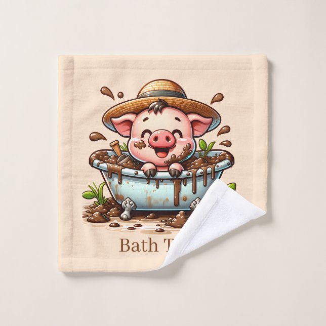 Cerdo personalizable para el baño adorable (Toallita)