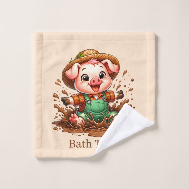 Cerdo personalizable para el baño lindo  (Toallita)