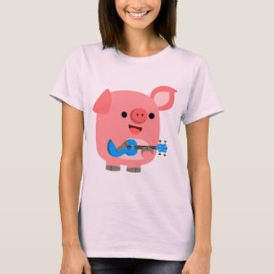 Cerdo Personalizado lindo jugando a camiseta de mu