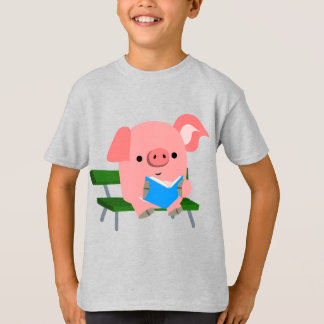 Cerdo Personalizado lindo leyendo una camiseta de 